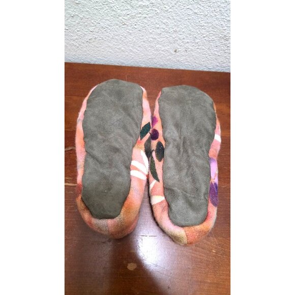 The Bag Ladies Of Sequin Art Floral Slip-On Slippers 11-12 Multicolor Fleece Sof - Picture 5 of 8